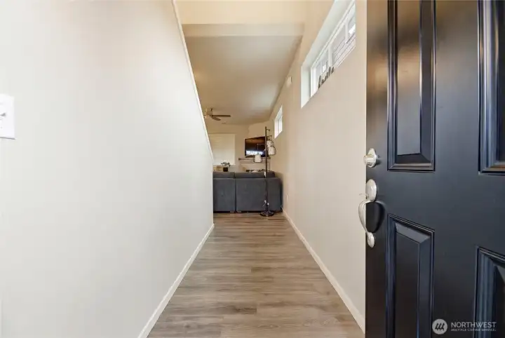 Step inside to soaring ceilings and stunning flooring