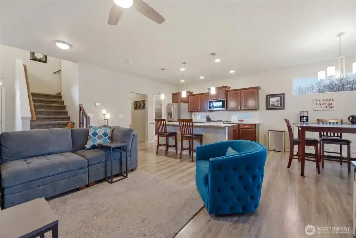 Open concept living/kitchen/dining area