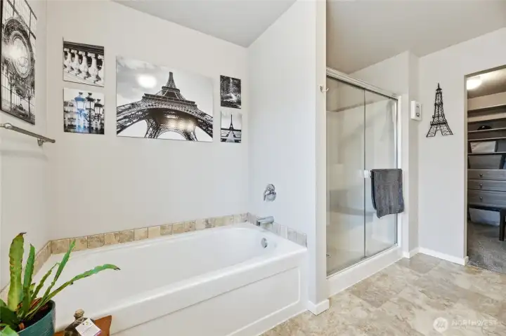 Large bath with separate shower