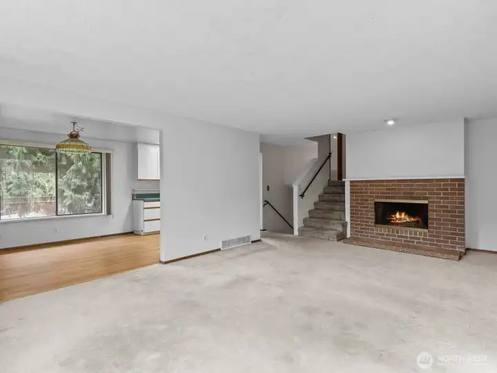 A nice flow into the dining area and kitchen make this an ideal layout for entertaining.