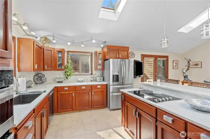 Top of the line stainless steel appliances & down draft cook top