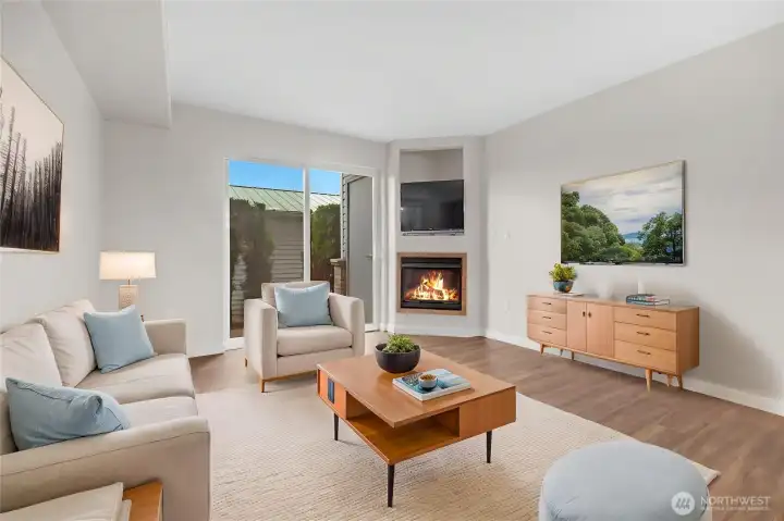 Main living area with different configuration - Virtually staged