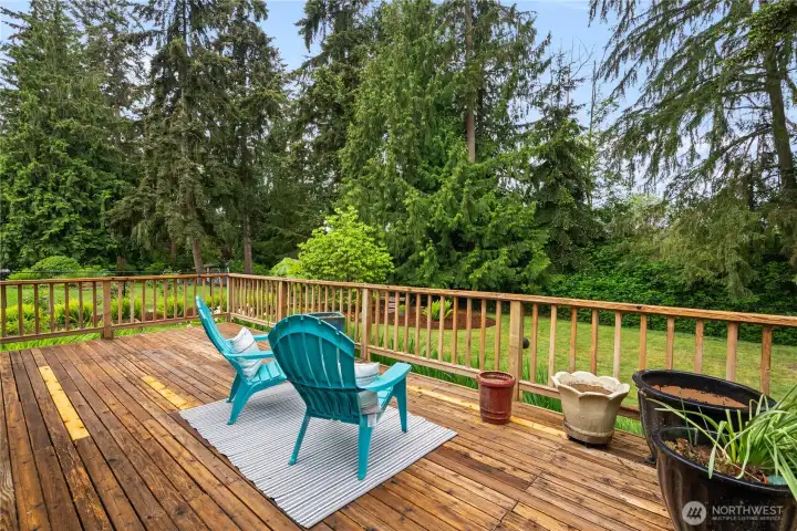 Deck overlooking private yard