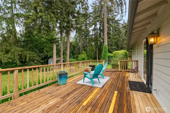 Deck overlooking private yard