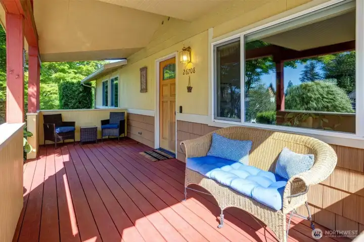 Inviting front porch to unwind and socialize