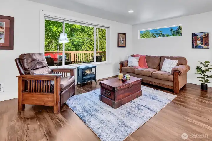 Family room off the kitchen with views to backyard