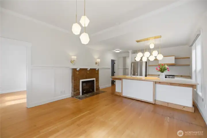 Open main floor plan with fireplace Open main floor plan with fireplace