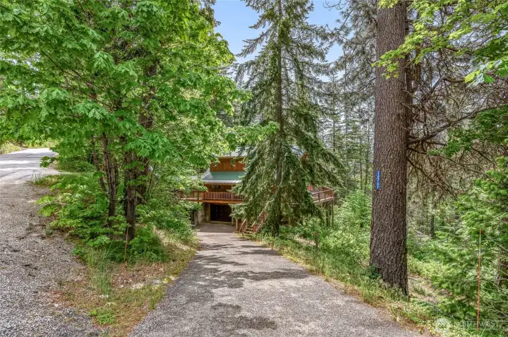 Driveway down to lower level garage