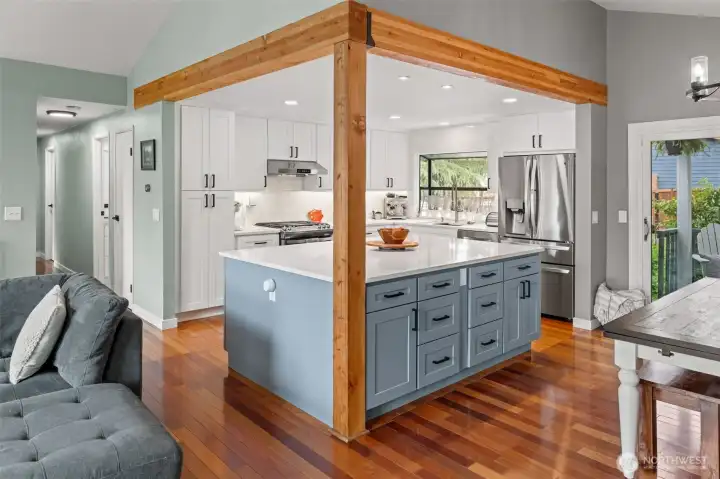 Open kitchen with large island
