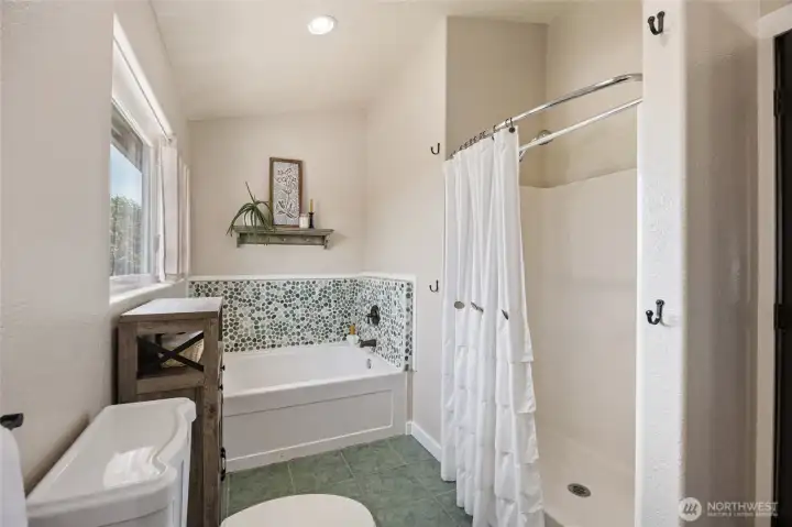 Attached Primary Bathroom w/ Soaking Tub and Shower Attached Primary Bathroom w/ Soaking Tub and Shower
