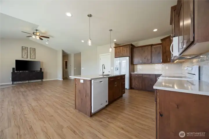 Dining and Kitchen looking back toward living room