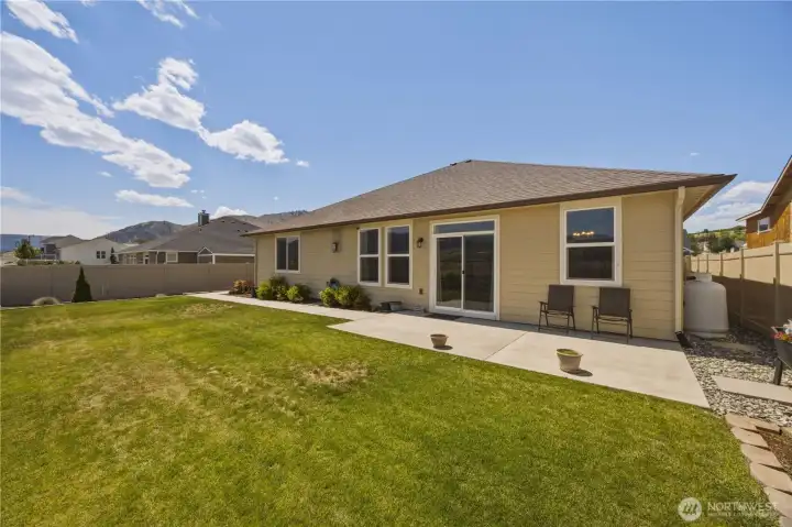 Backyard features views of Chelan Butte.