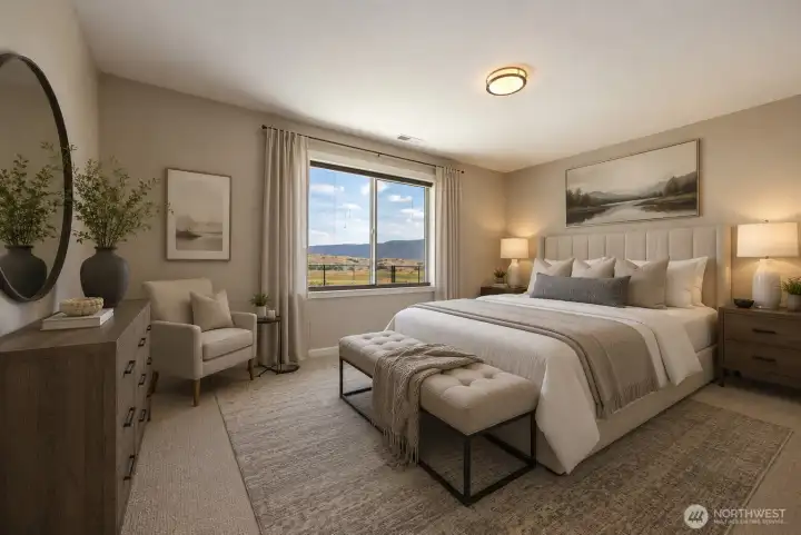 Primary Bedroom with Ensuite and Massive Closet *Ai Enhanced Photo Virtually Staged