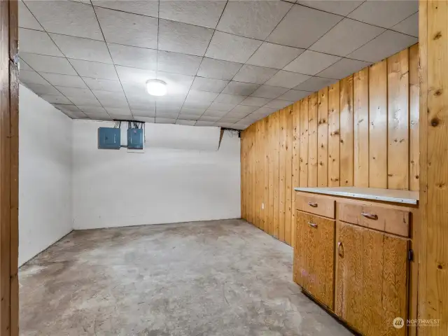 Partially finished space was previously used as a media room