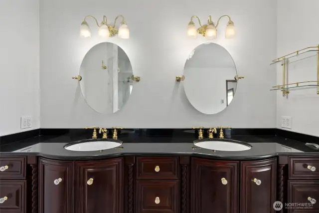 Black granite counters...