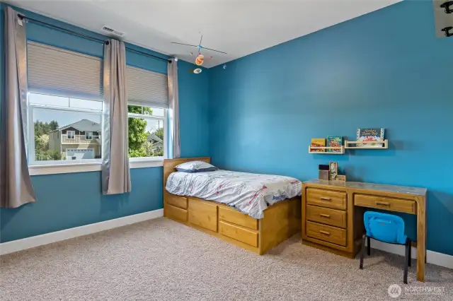 Third bedroom with windows looking to the cul-de-sac, with Mt. Rainier view!