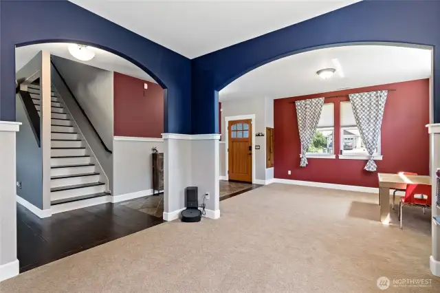 Looking from kitchen into dining room.