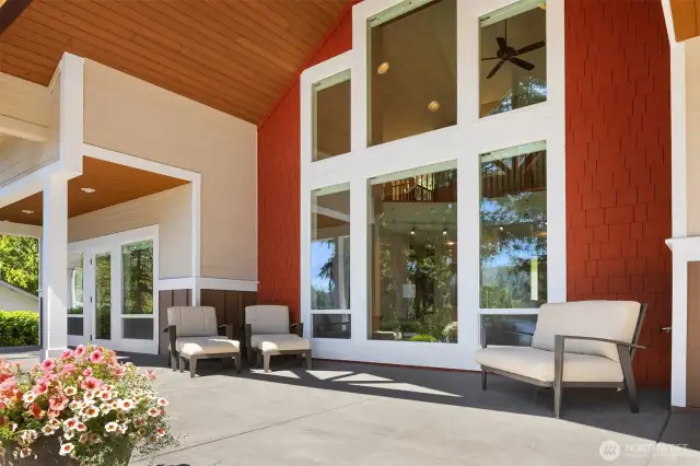 Covered lake side patio