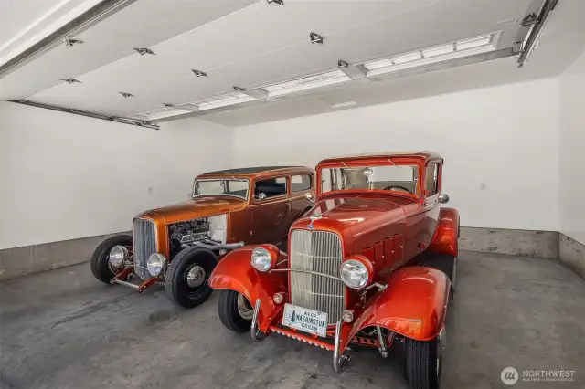Tan garage with insulated doors