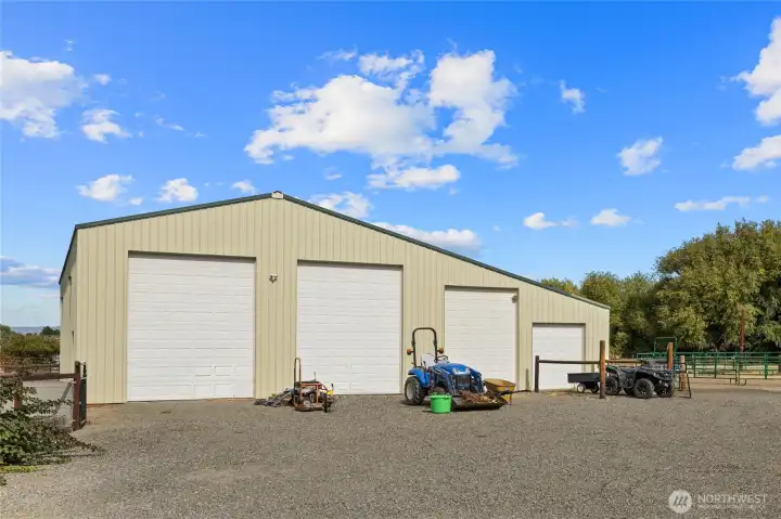 Large 50 X 60 shop with heat, 200 amp service, an office and a section of 3 stalls, a tack room and hay storage!