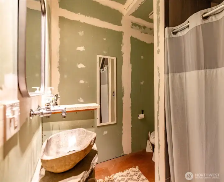 3/4 bath in detached shop.