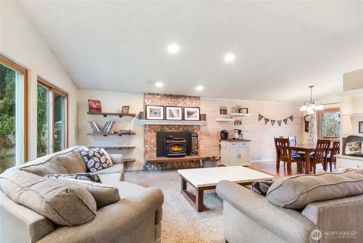 Charming woodstove, large windows