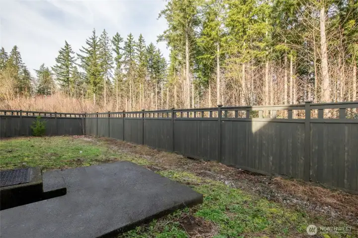 Backyard backs to greenbelt for privacy