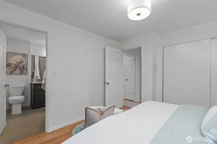 Primary bedroom features a Jack-and-Jill bathroom that lives like a private ensuite.