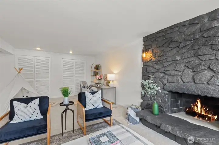 Bright and inviting, the expansive lower level offers the ideal hangout space day or night.