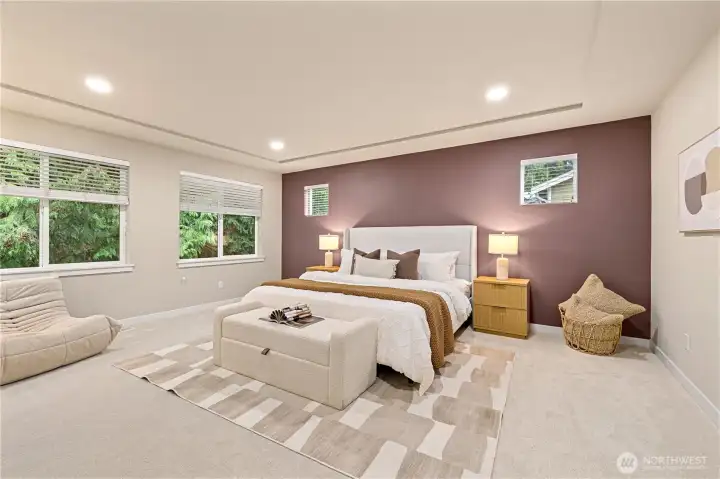 master bedroom with new lights