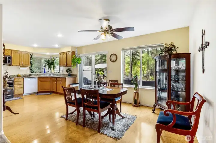 Kitchen and dining connection with open-concept layout