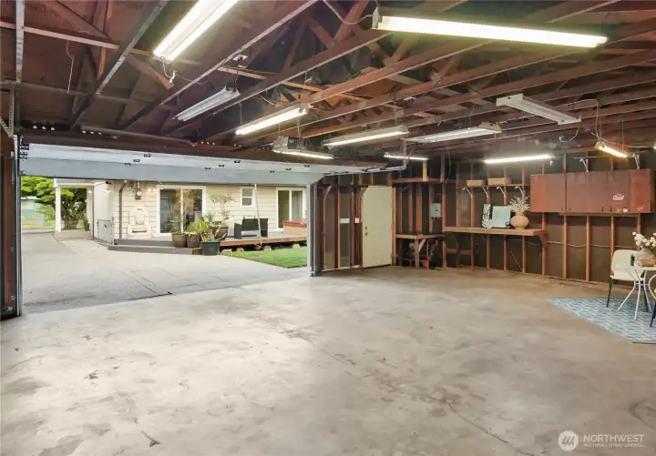 Massive Garage with Workshop and Storage Space