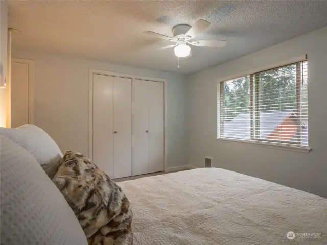 Bedroom has good sized clothes closet and large closet for linens.