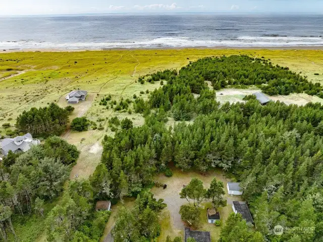 Aerial of property towards beach