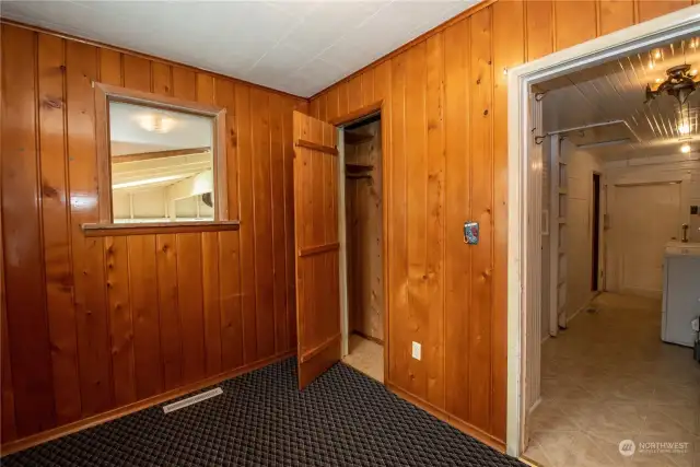 3rd Bedroom with closet - view to Patio & Laundry