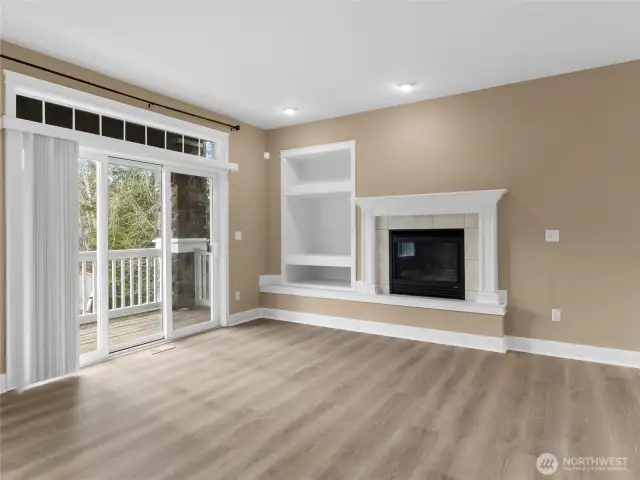 gas fireplace with custom built-ins