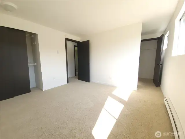 Primary bedroom with two closets!