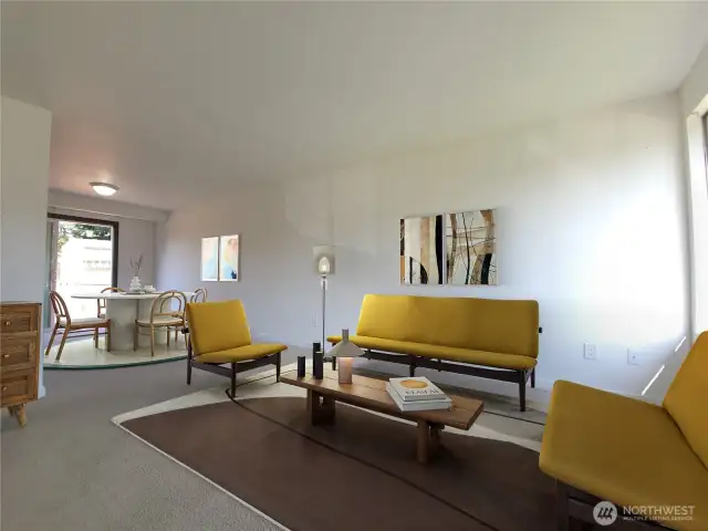 Living and dining room staged