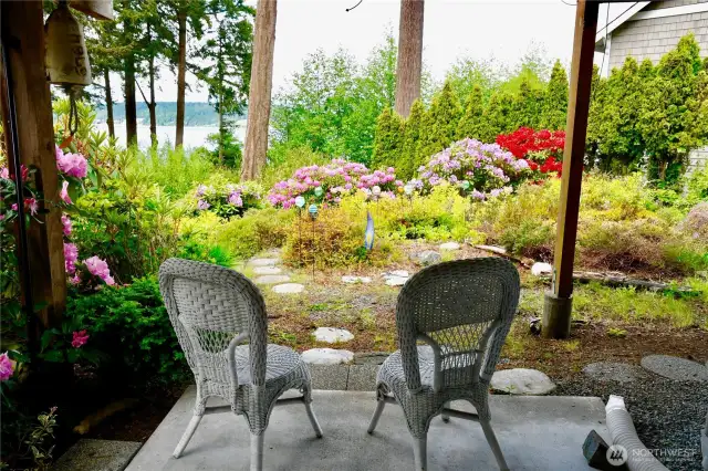 Covered patio on lower level.