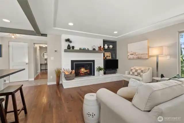 Heat N Glo fireplace lights up and heats the room. (It's in the name)