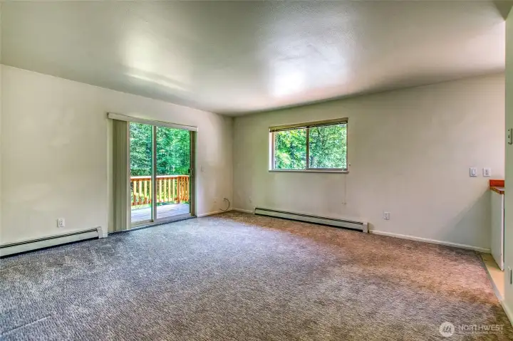Upstairs living room and deck