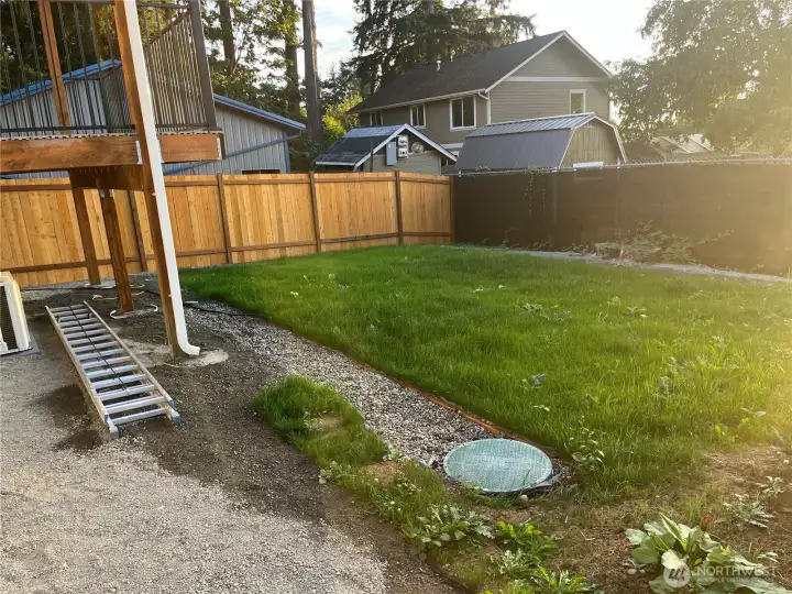 Huge backyard fenced area for kids to play or furry friends to enjoy