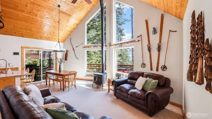 The Lopi wood-burning stove keeps everything cozy.