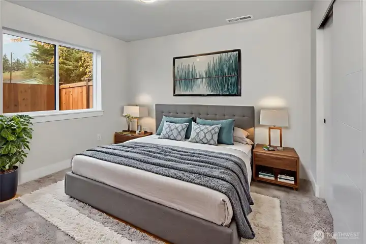 Junior suite on ground level. Virtually staged.