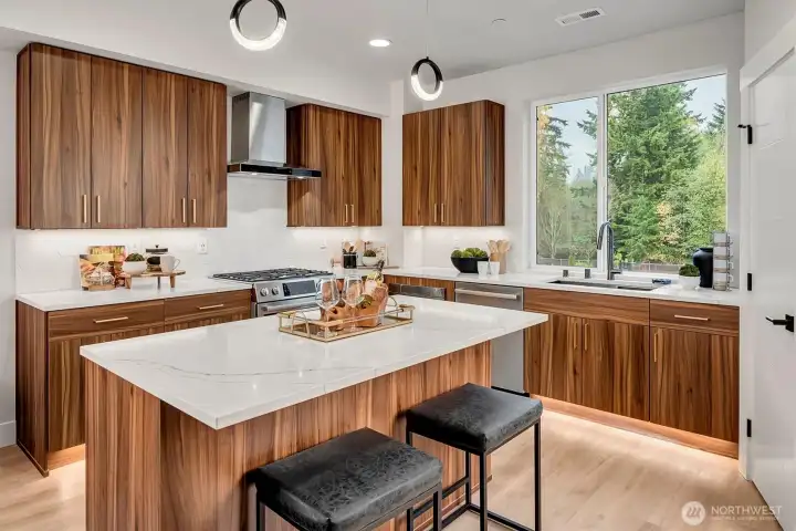 Expansive kitchen with gas cooktop