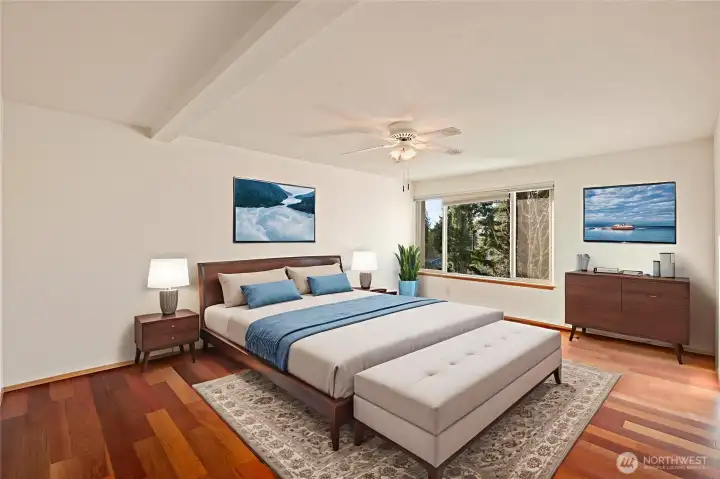 Virtually staged-primary suite w/west facing window