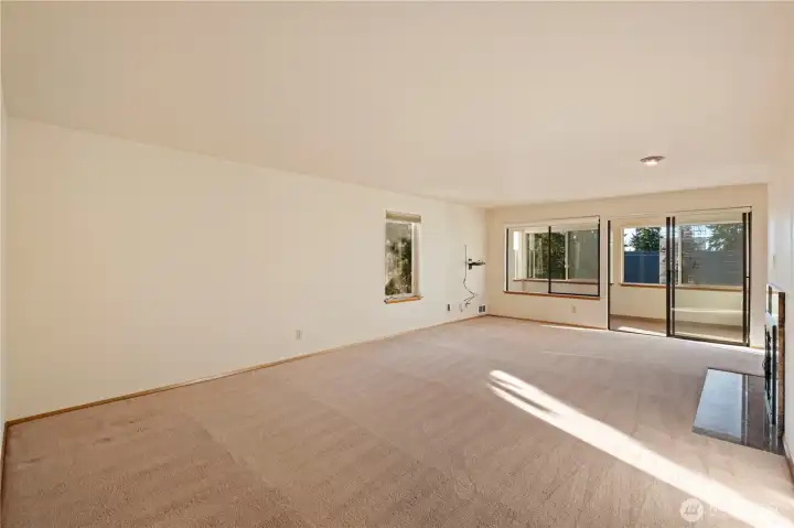 Living room with sliding door to Sunroom