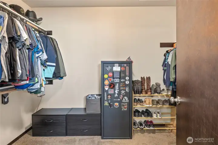 Walk-in closet in the primary (safe does not convey)