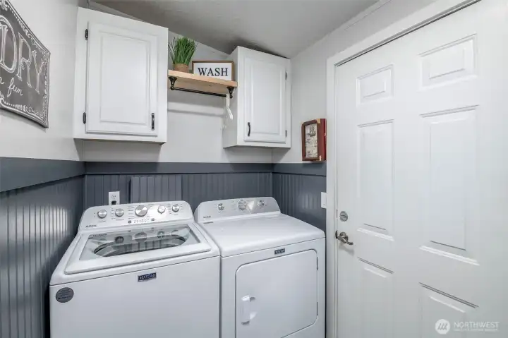 Washer & dryer are less than 2 years old and stay with buyer.