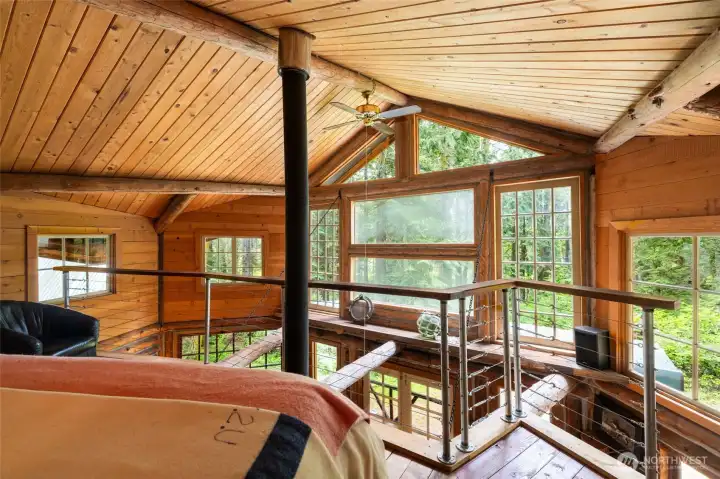 Looking out from sleeping area in main loft